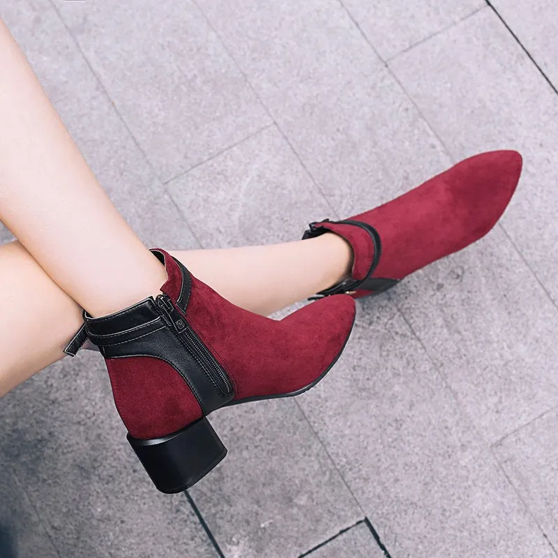 Add Fur Flock Ankle Boots Woman