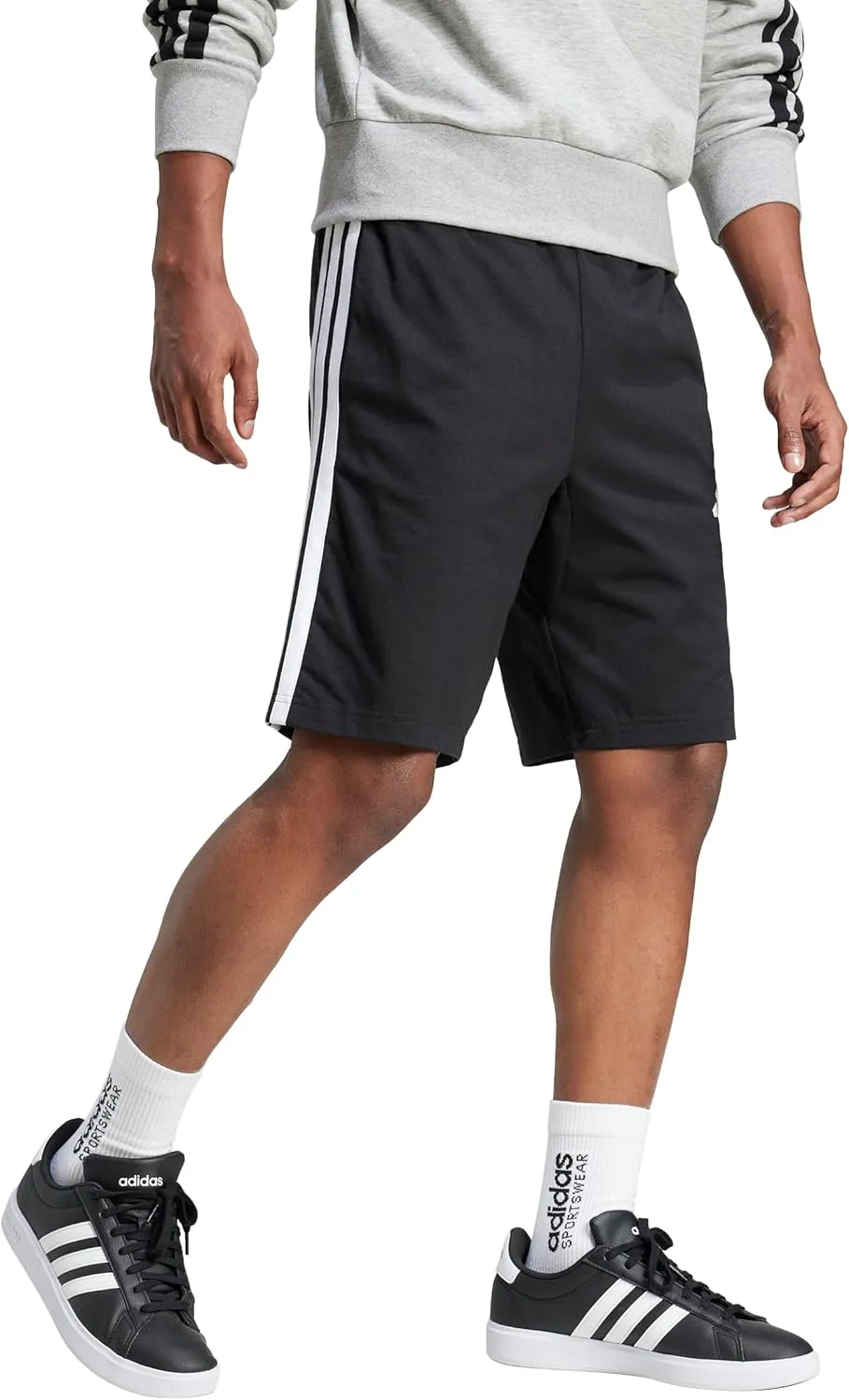 adidas Men's Essentials 3-Stripes Single Jersey 10-inch Shorts