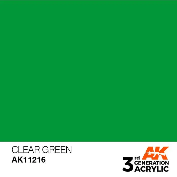 AK Interactive AK11216 3G Clear Green Acrylic Paint 17ml