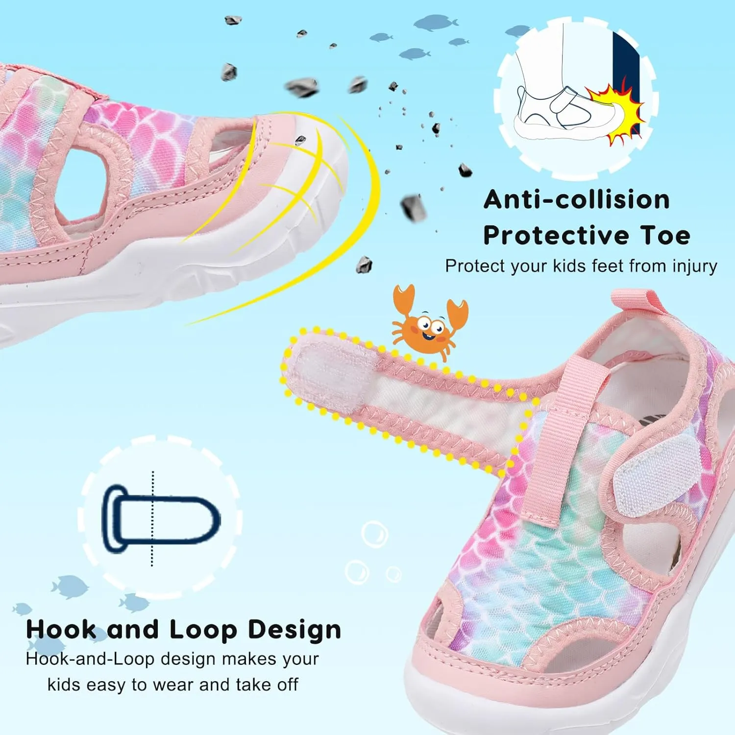 BARERUN Kids Water Shoes Boys Girls Barefoot Aqua Socks for Swim Surf Pool Beach Sport Lightweight Breathable Sandal Athletic Slip-On Sneaker for Toddler Outdoor Indoor