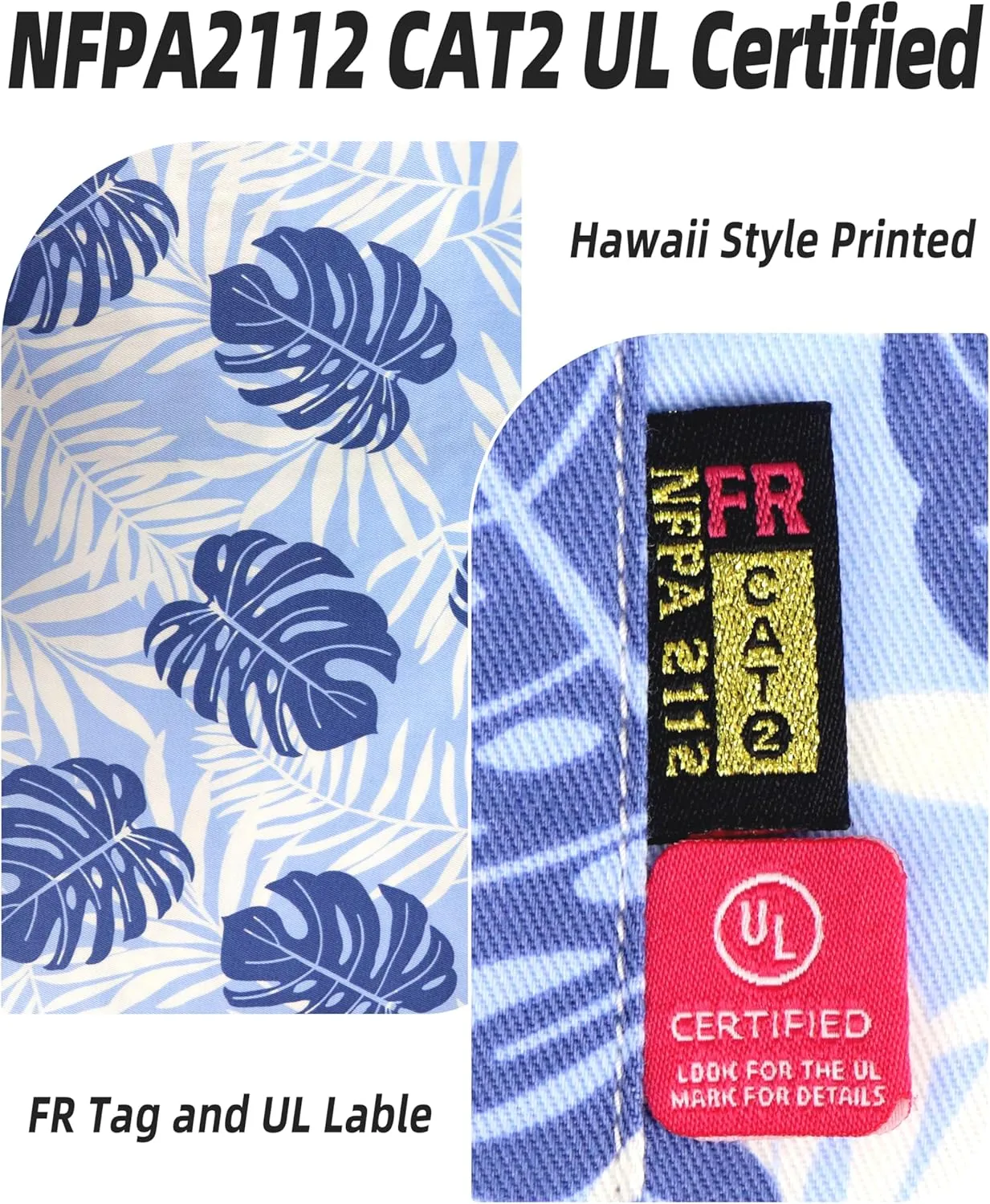 BOCOMAL FR Shirts Printed Paisley/Hawaii Lightweight Pearl Snaps Button Down Flame Resistant NFPA2112 CAT2 Work Shirt