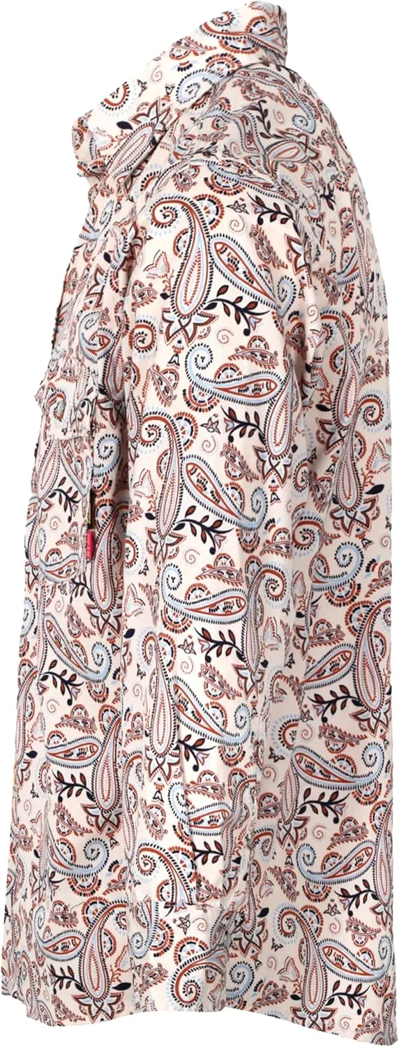 BOCOMAL FR Shirts Printed Paisley/Hawaii Lightweight Pearl Snaps Button Down Flame Resistant NFPA2112 CAT2 Work Shirt
