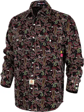 BOCOMAL FR Shirts Printed Paisley/Hawaii Lightweight Pearl Snaps Button Down Flame Resistant NFPA2112 CAT2 Work Shirt