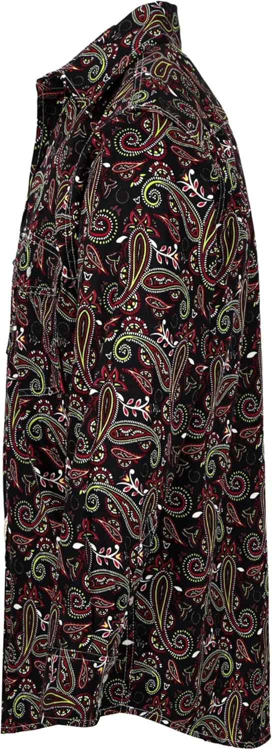 BOCOMAL FR Shirts Printed Paisley/Hawaii Lightweight Pearl Snaps Button Down Flame Resistant NFPA2112 CAT2 Work Shirt