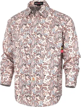 BOCOMAL FR Shirts Printed Paisley/Hawaii Lightweight Pearl Snaps Button Down Flame Resistant NFPA2112 CAT2 Work Shirt