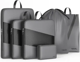 Compression Packing Cubes for Suitcases, UNTIFUL 6 Set Travel Organizer Cubes for Travel Essentials (Gray)