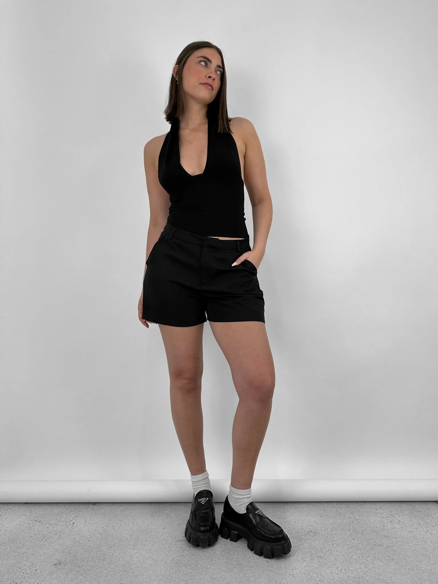 Deep V Knit Halter Top