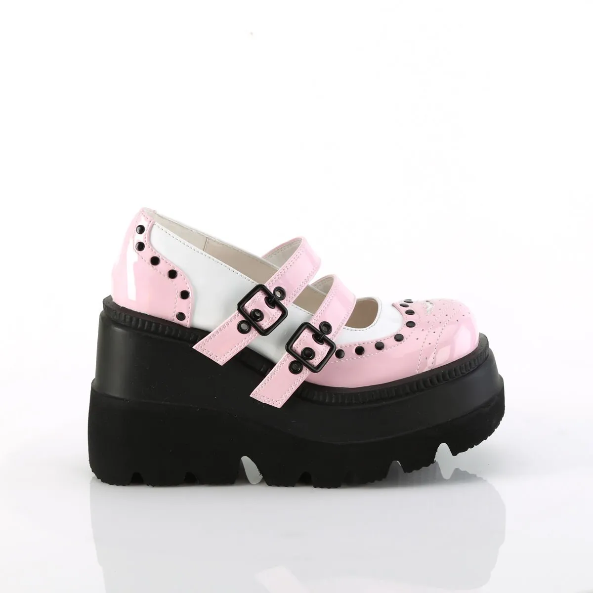 Demonia SHAKER-27 | Baby Pink Patent Leather Mary Janes