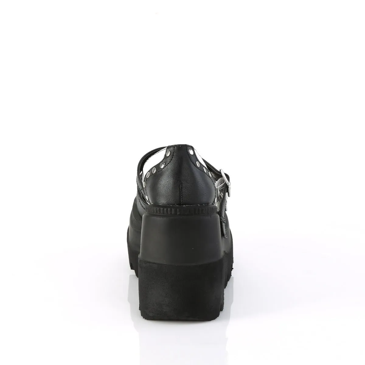 Demonia SHAKER-27 | Black & White Vegan Leather Mary Janes