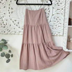 Dusty Pink Rope Strap Linen Dress