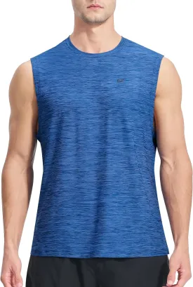 EZRUN Men's Workout Sleeveless Shirts Quick Dry Muscle Swim Shirt Gym Fitness Running Beach Tank Tops