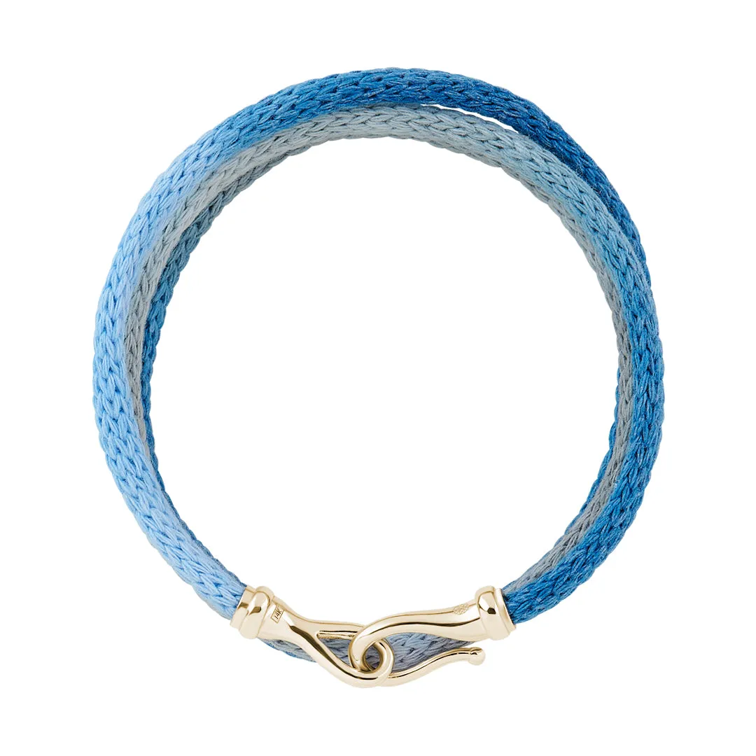 Fish Hook Knitted Wrap Bracelet in Gold