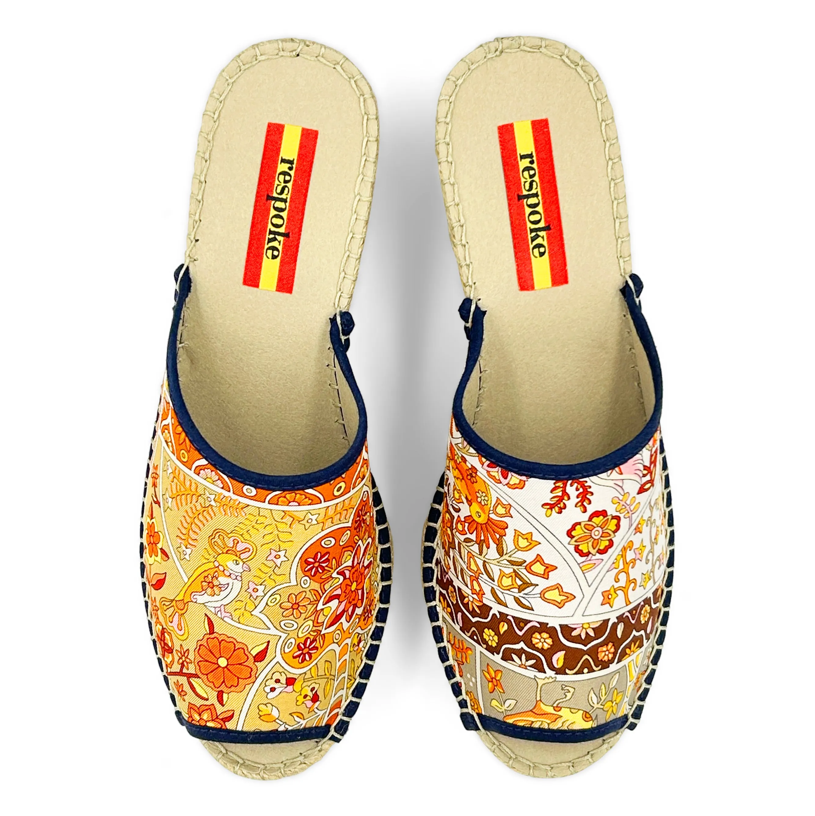 FLEURS Orange Modern Wedge Espadrilles