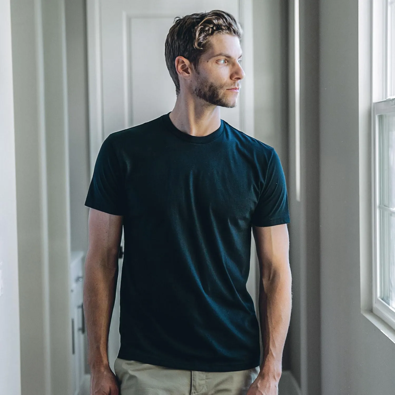 Fresh Clean Threads Crew Neck T-Shirt - Pre Shrunk Soft Fitted Premium Tee - Men??s T- Cotton Poly