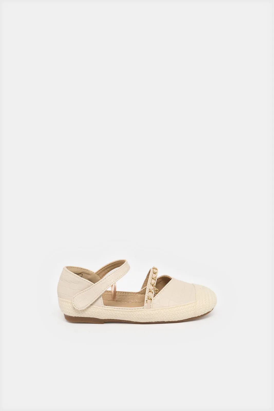 Girls Cream Chain Embellished Espadrille