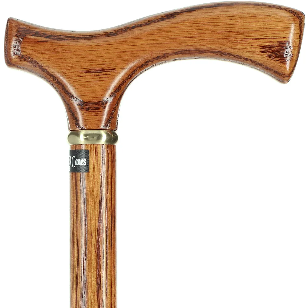 Handcrafted Oak Fritz Cane: Elegant Gold Collar