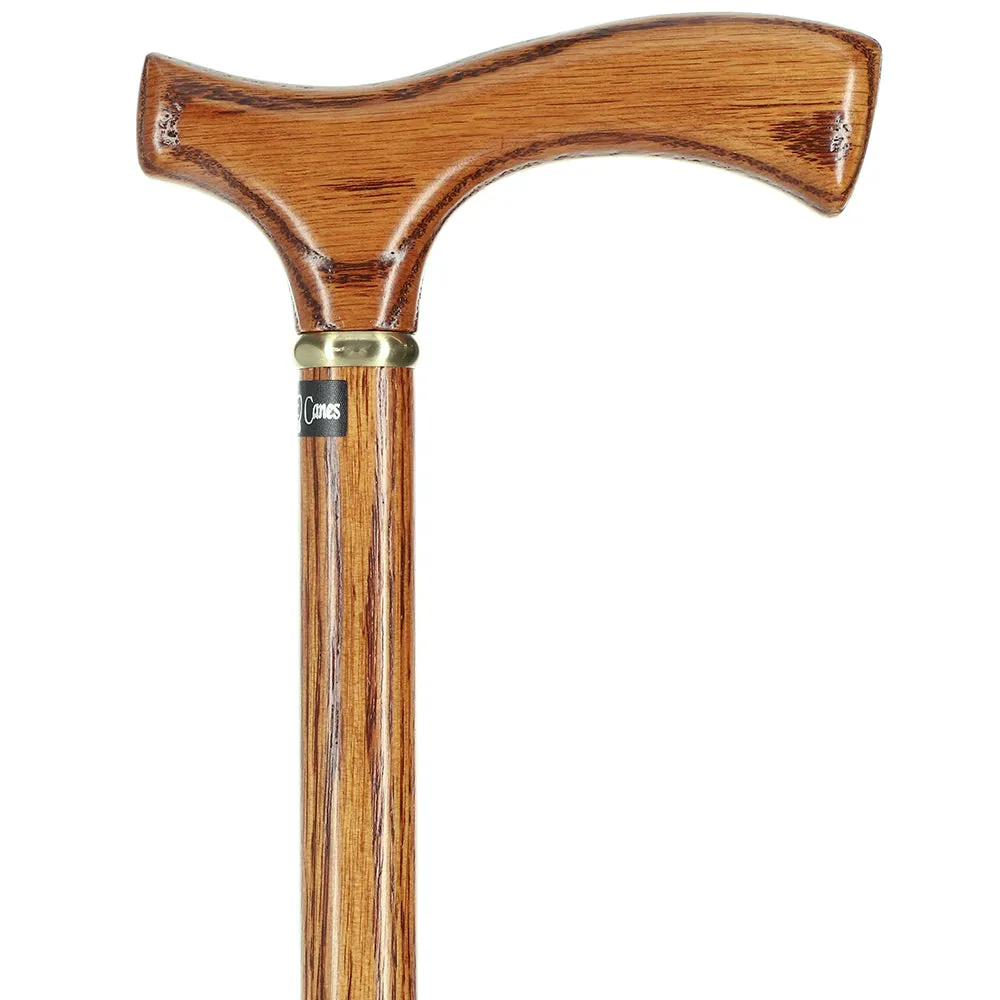 Handcrafted Oak Fritz Cane: Elegant Gold Collar