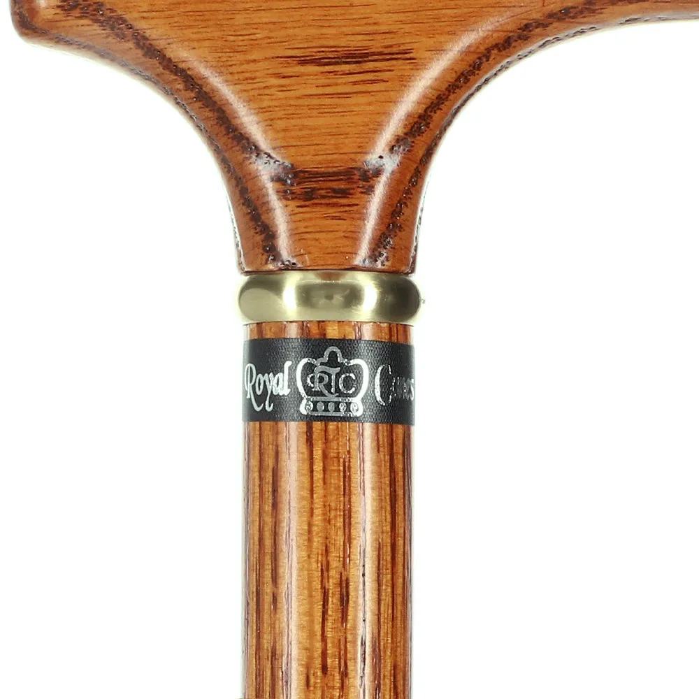 Handcrafted Oak Fritz Cane: Elegant Gold Collar
