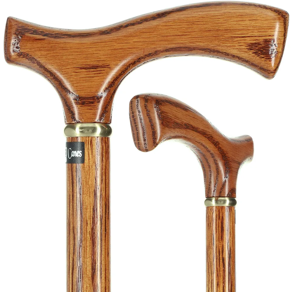 Handcrafted Oak Fritz Cane: Elegant Gold Collar