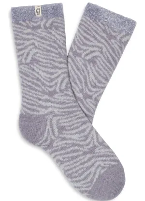 Josephine Fleece Lined Sock in Cloudy Grey Zebra by UGG