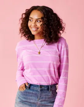 Lorena Top: Lt. Fuchsia Stripe - FINAL SALE