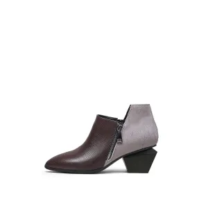 Modern Suede Leather Paneled Ankle Boots