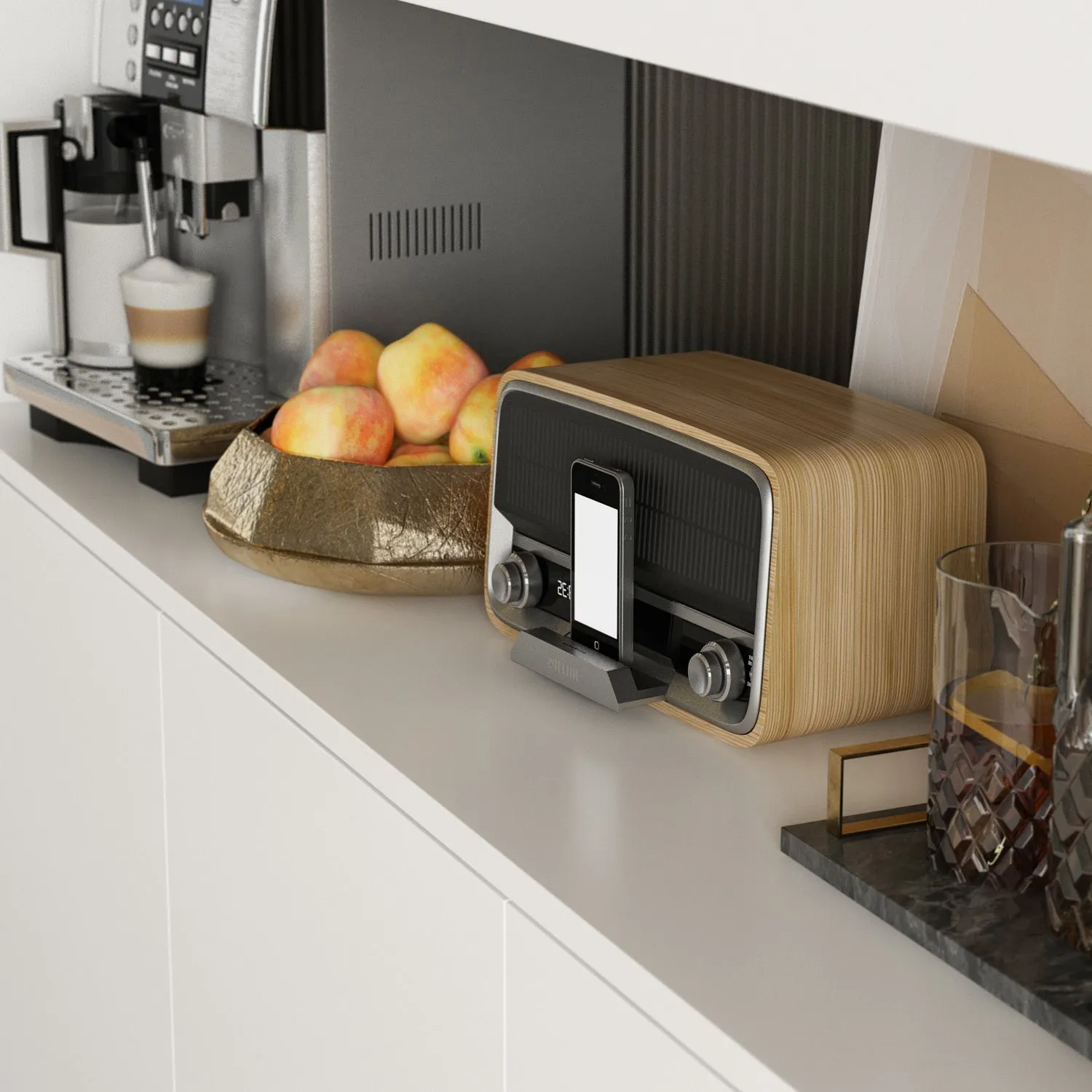Modern Wood Storage Cabinet with Hutch Glass Doors & Adjustable Shelves Kitchen Pantry