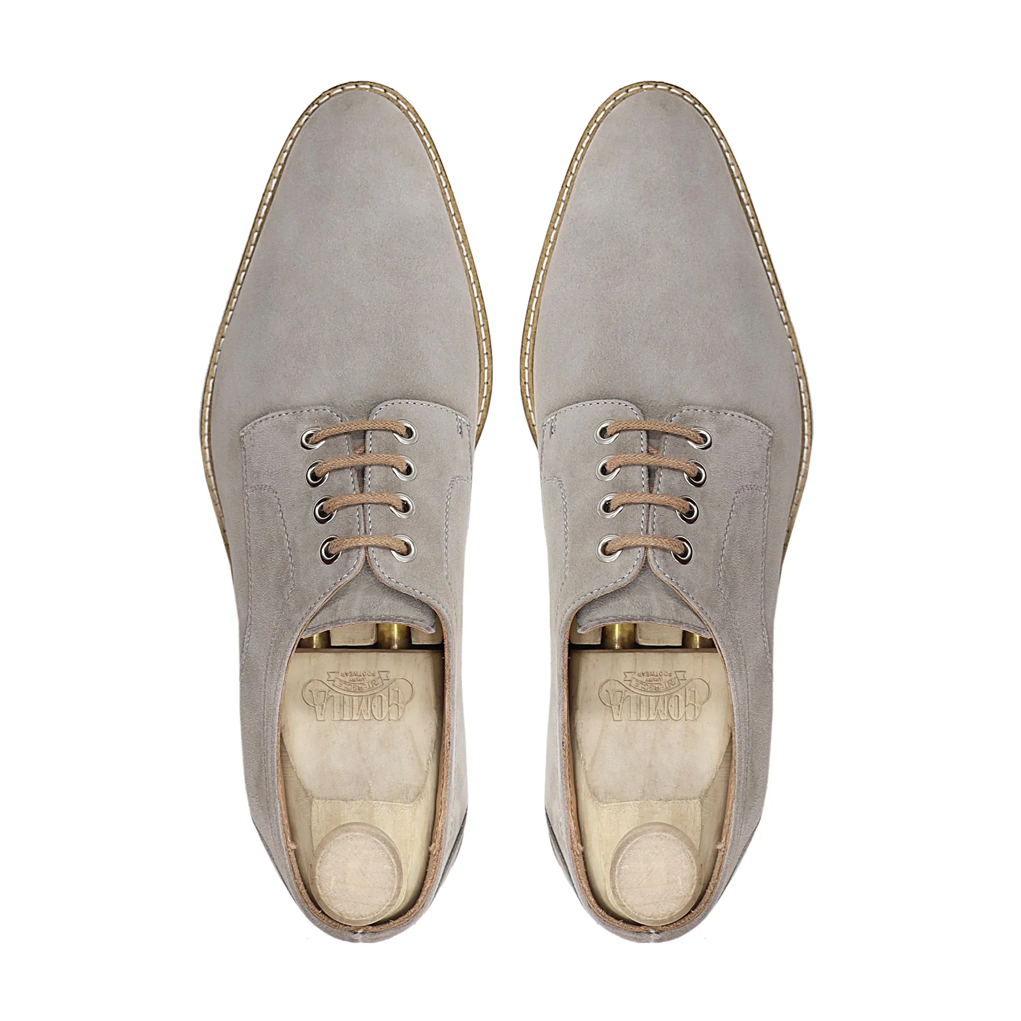Nash - Men's Steel Grey Kid Suede Derby Shoe