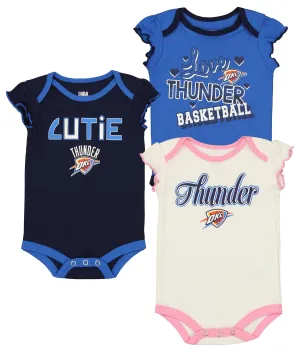 Outerstuff Oklahoma City Thunder NBA Girls Newborn Infant 3 Pack Bodysuit set