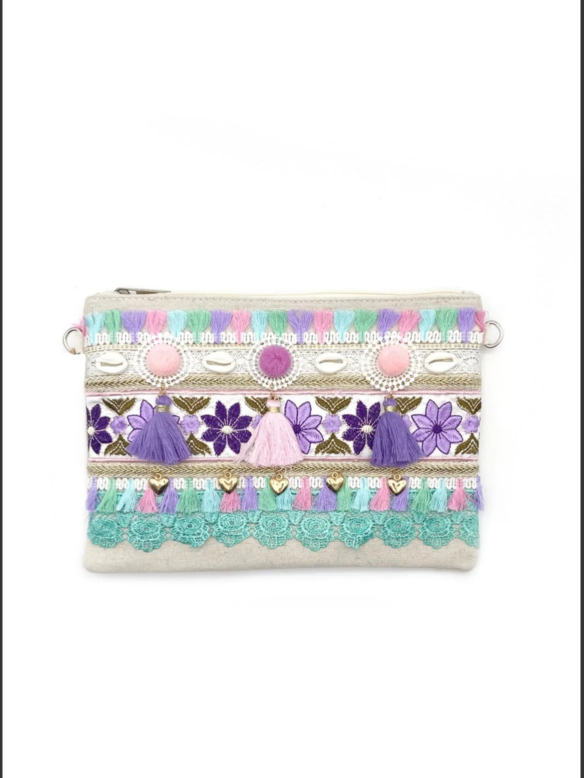 Penelope tassel clutch bag