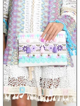 Penelope tassel clutch bag