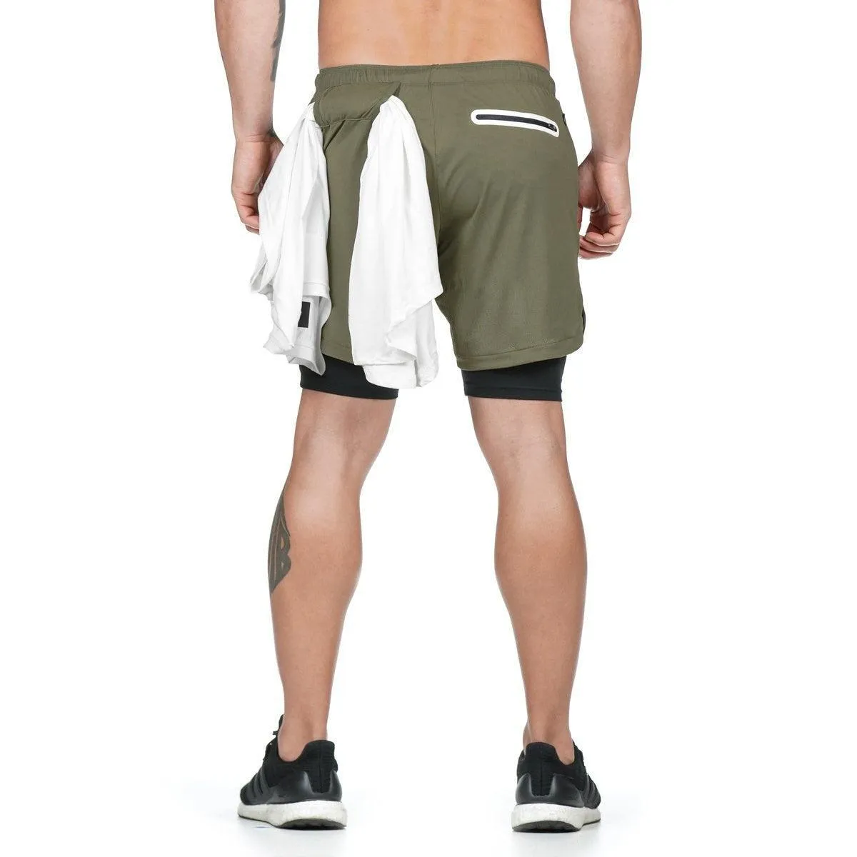 Quick Dry 2-in-1 Gym Running Shorts for Men with Pocket