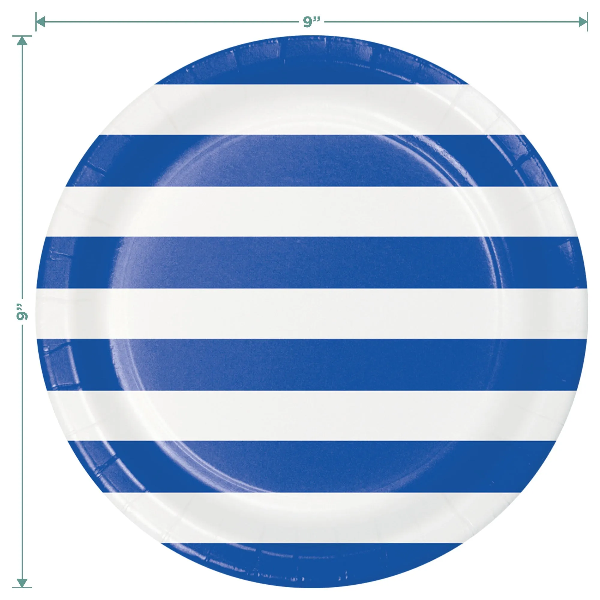 Retro Blue Stripes & Polka Dots Paper Plates and Red Stripe Swimsuit Napkins (Serves 8)