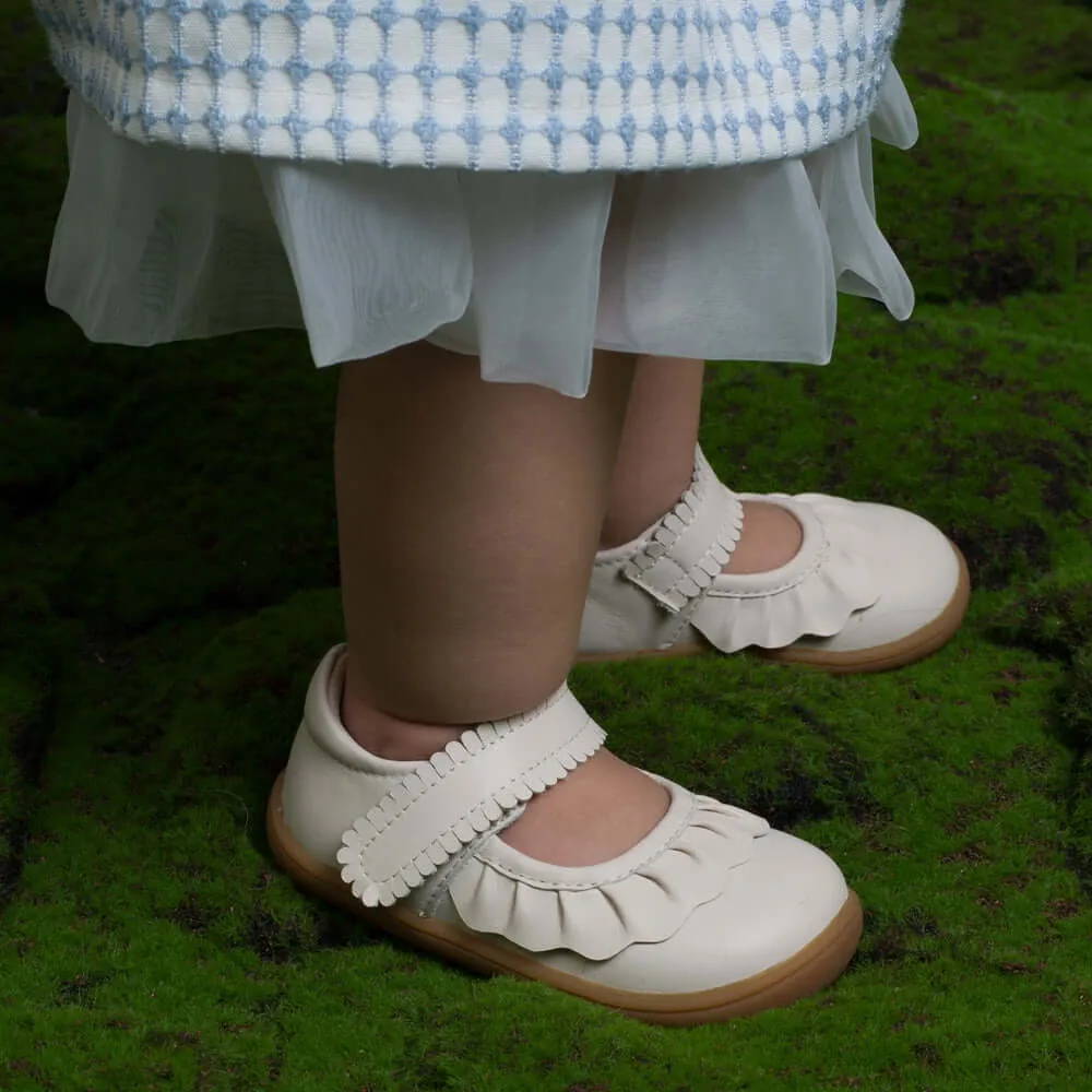 Spring Flora Soft Sole Anti-slip Pre-walker White Baby Girl Mary Jane Shoes