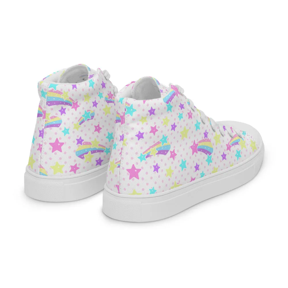 Starry Party White Women’s High Top Canvas Shoes