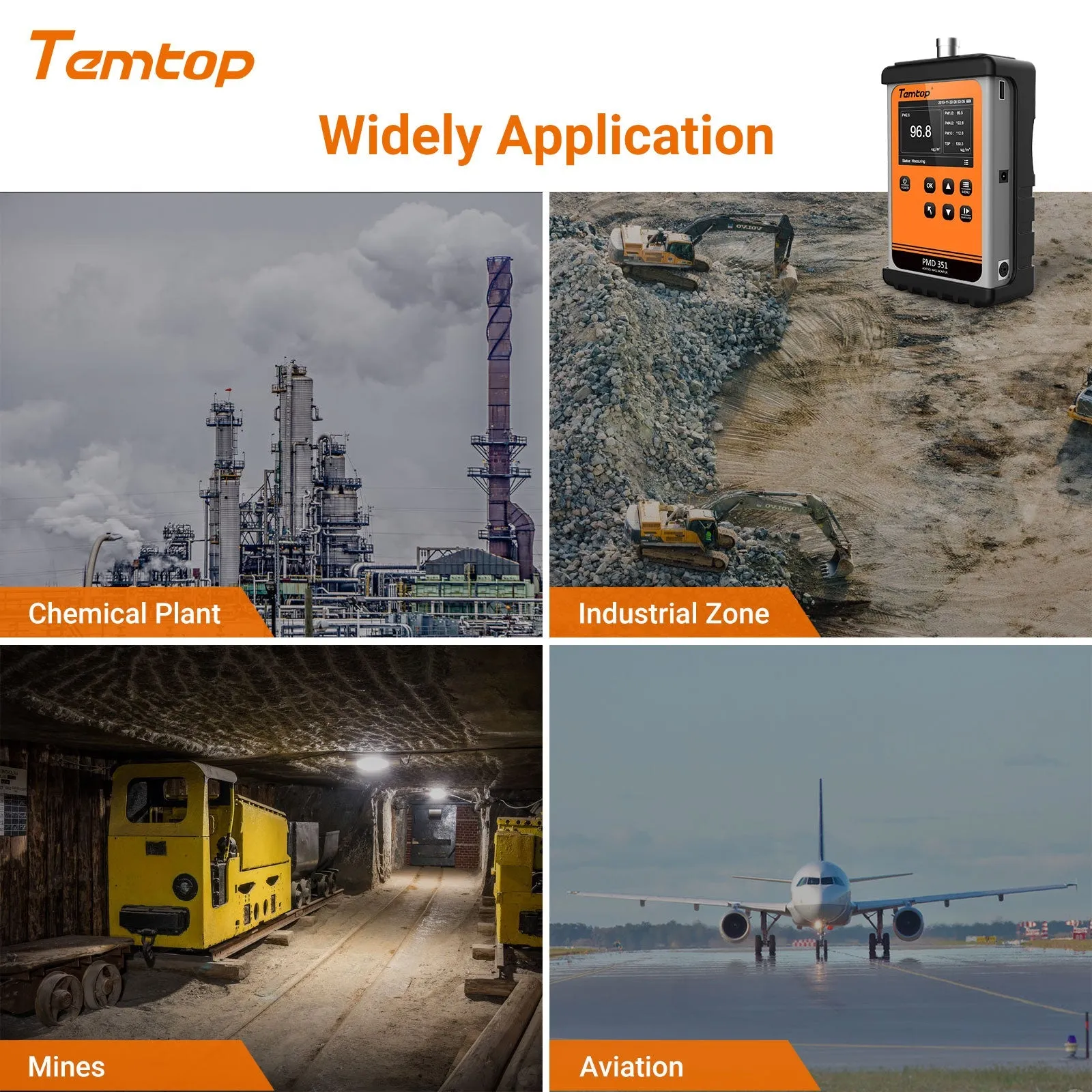 Temtop Handheld Particle Counter Particulate Meter for PM1.0/PM2.5/PM4.0/PM10/TSP PMD 351