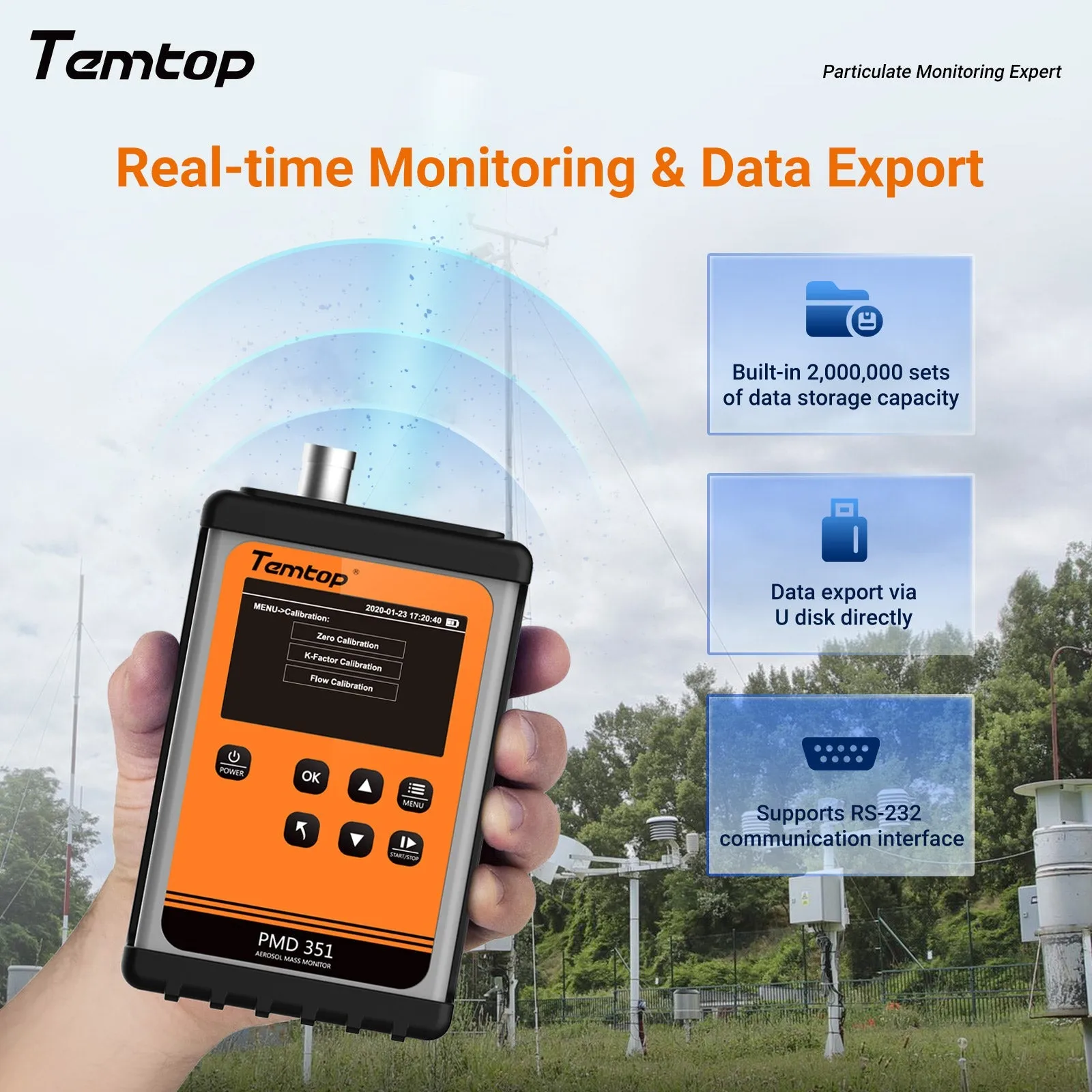 Temtop Handheld Particle Counter Particulate Meter for PM1.0/PM2.5/PM4.0/PM10/TSP PMD 351