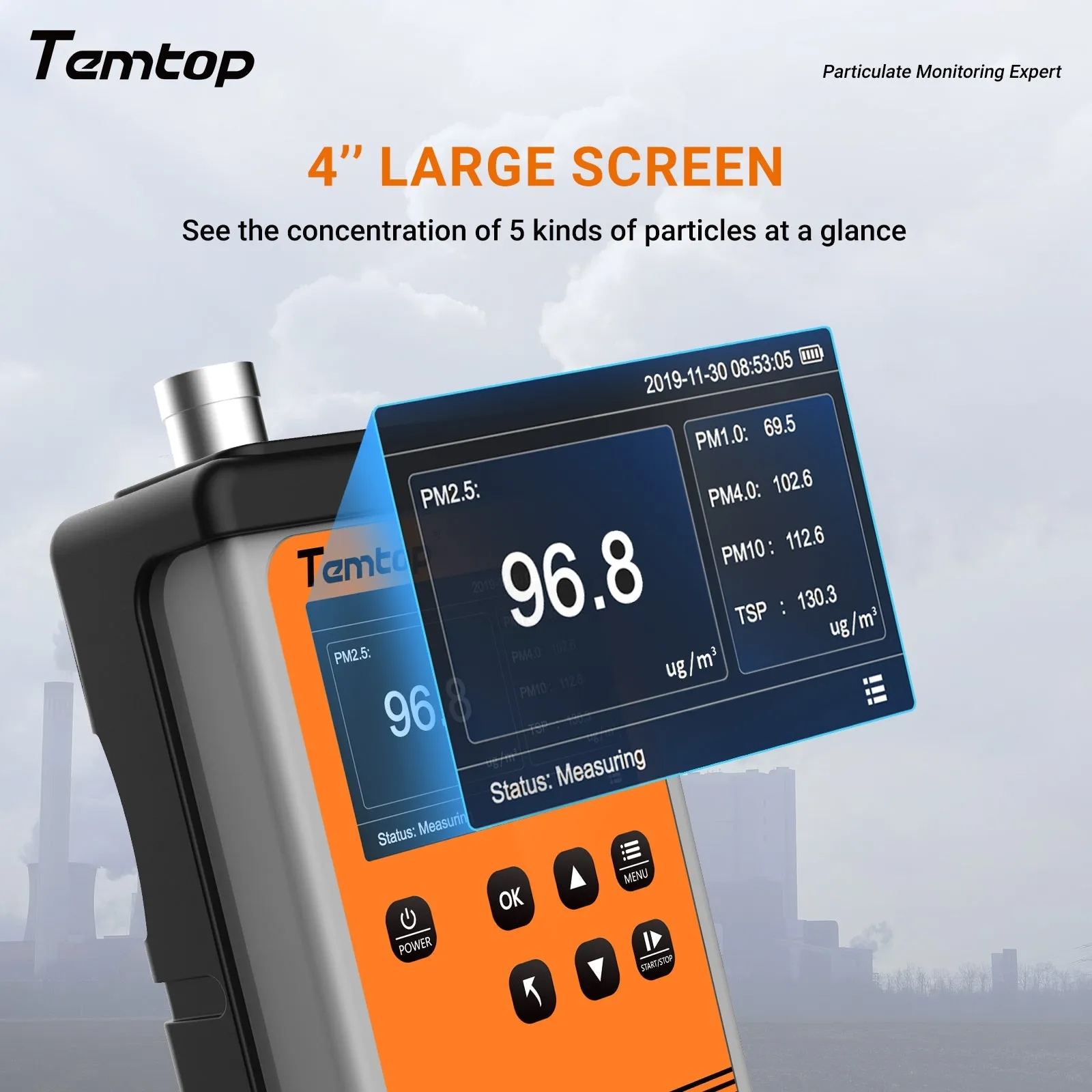 Temtop Handheld Particle Counter Particulate Meter for PM1.0/PM2.5/PM4.0/PM10/TSP PMD 351