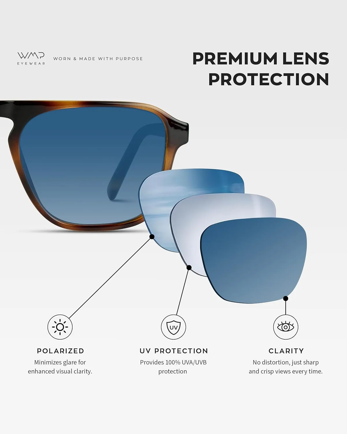 WearMe Pro Polarized Modern Aviator One-Bridge Square Mens Sunglasses