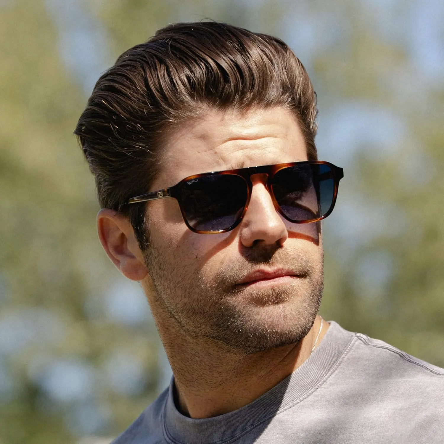 WearMe Pro Polarized Modern Aviator One-Bridge Square Mens Sunglasses
