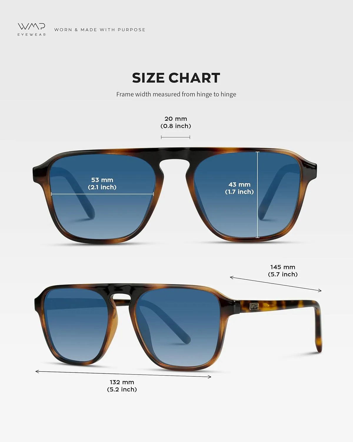 WearMe Pro Polarized Modern Aviator One-Bridge Square Mens Sunglasses
