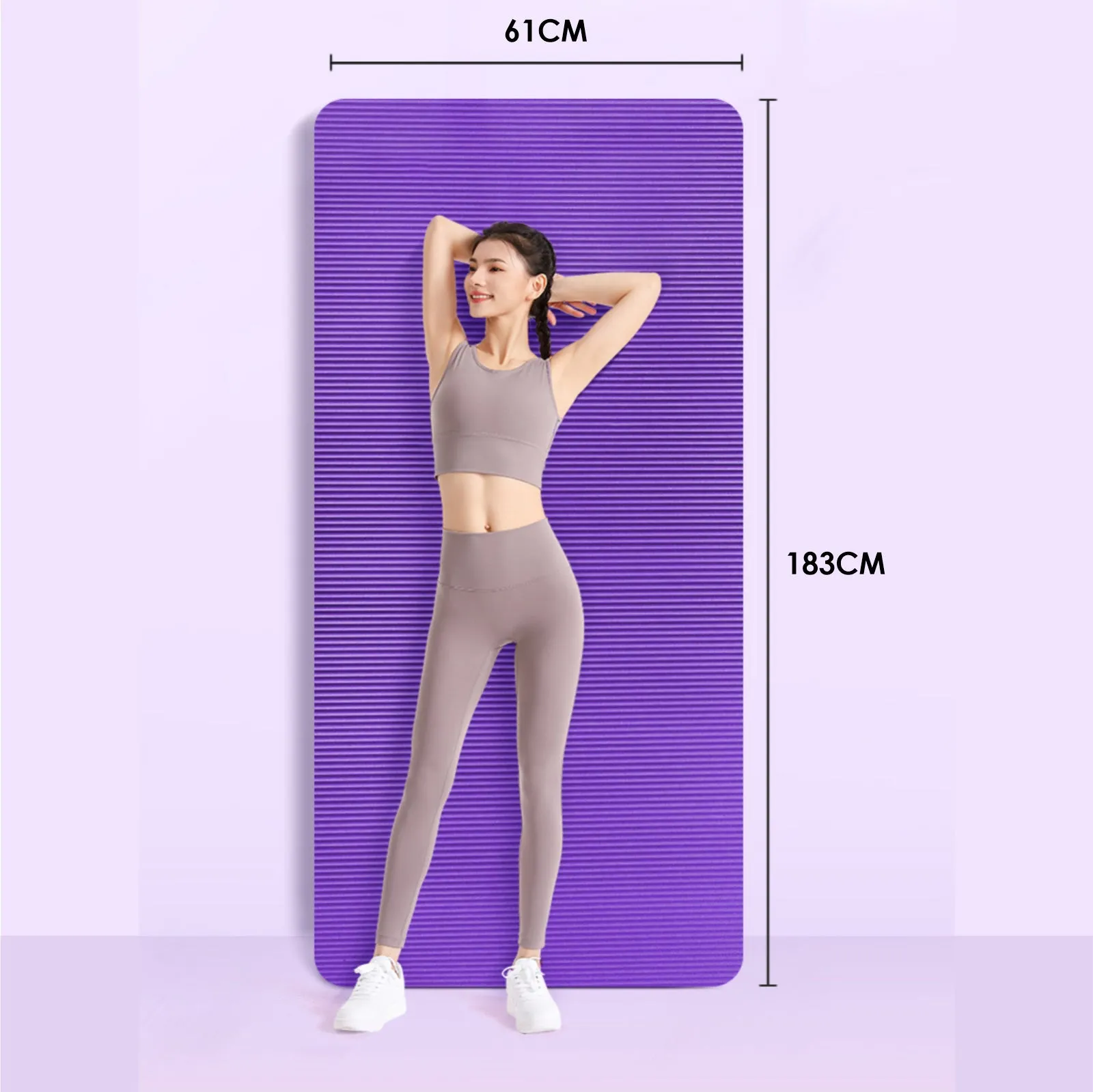 Yoga Mat 15Mm Thick Exercise Mat Gym Workout Fitness Pilates Home Non Slip NBR