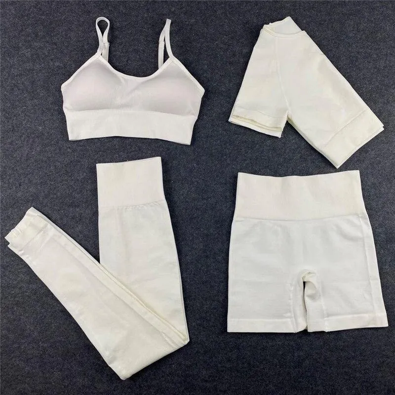Yoga Set  Leggings Short Sleeve Crop Top Sports Bra Sport Shorts Sports Wear For Women