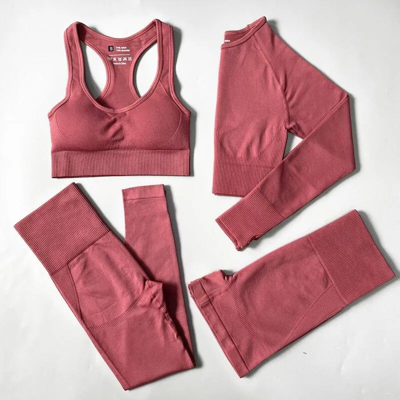 Yoga Set Seamless Sportswear Workout Sport Leggings Top Bra Gym Set Woman