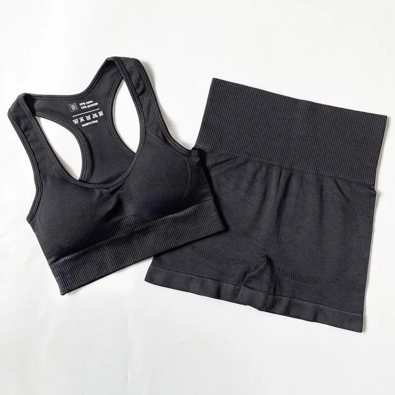 Yoga Set Seamless Sportswear Workout Sport Leggings Top Bra Gym Set Woman