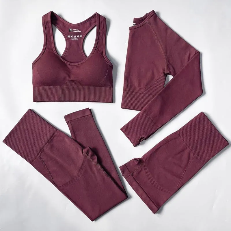 Yoga Set Seamless Sportswear Workout Sport Leggings Top Bra Gym Set Woman