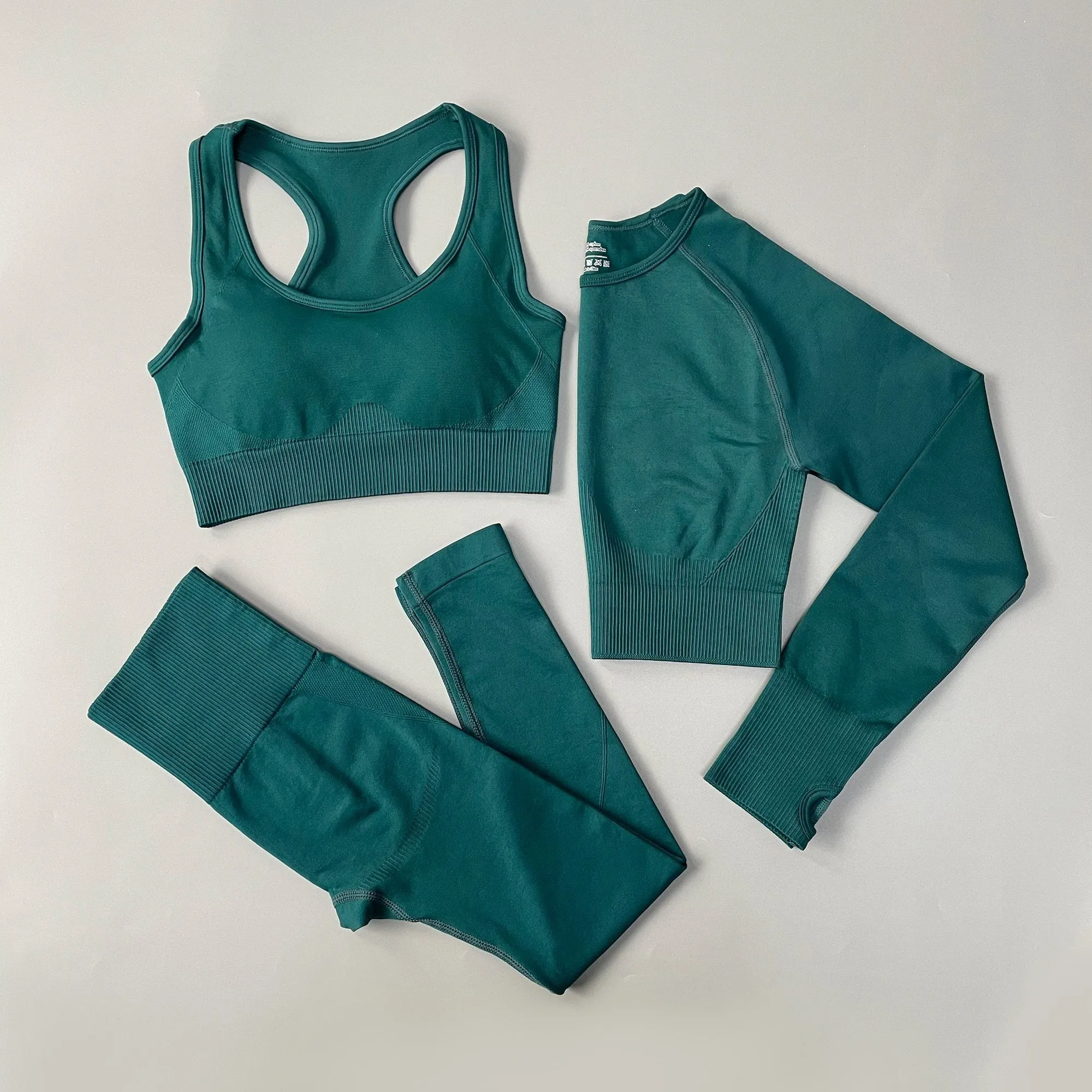 Yoga Set Seamless Sportswear Workout Sport Leggings Top Bra Gym Set Woman