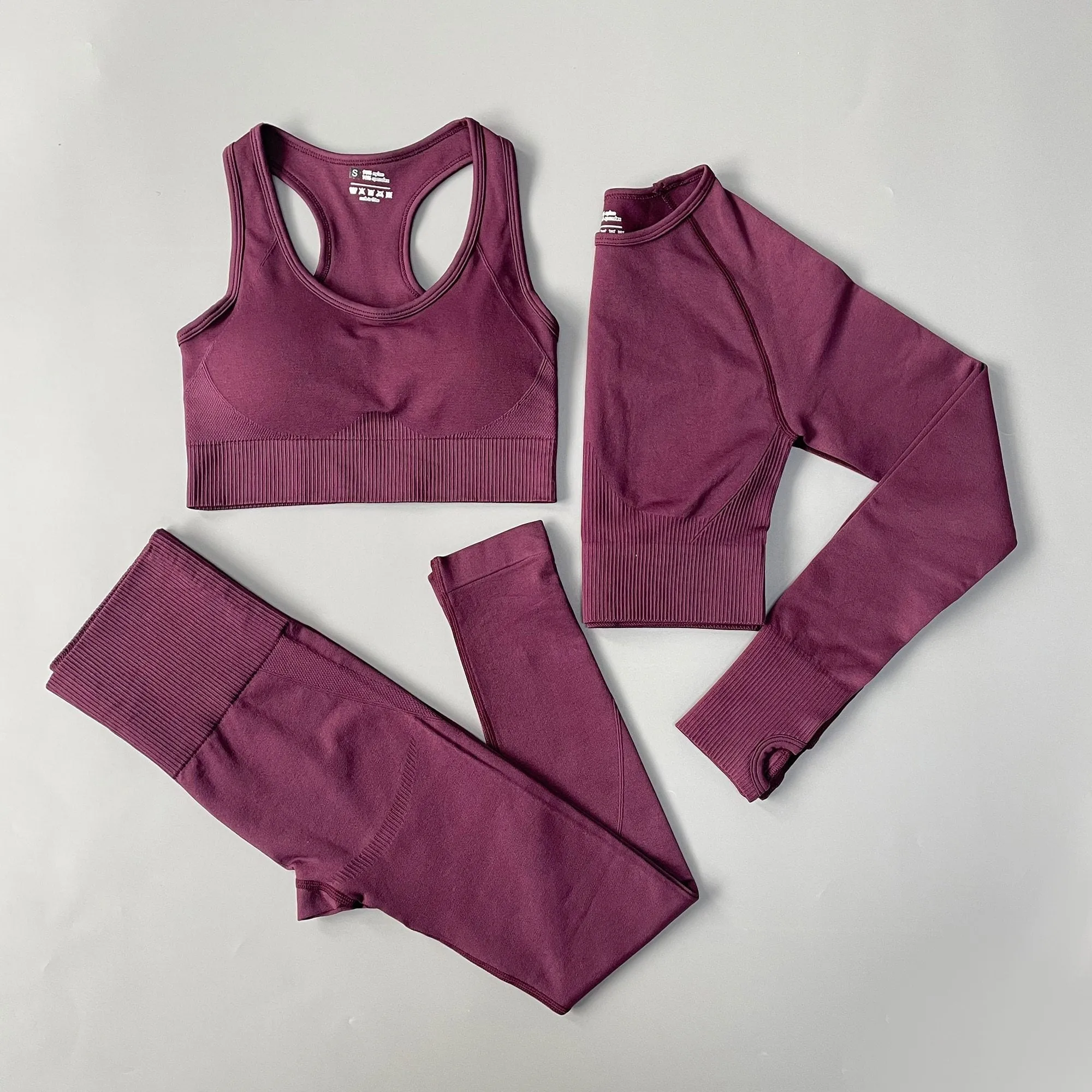 Yoga Set Seamless Sportswear Workout Sport Leggings Top Bra Gym Set Woman