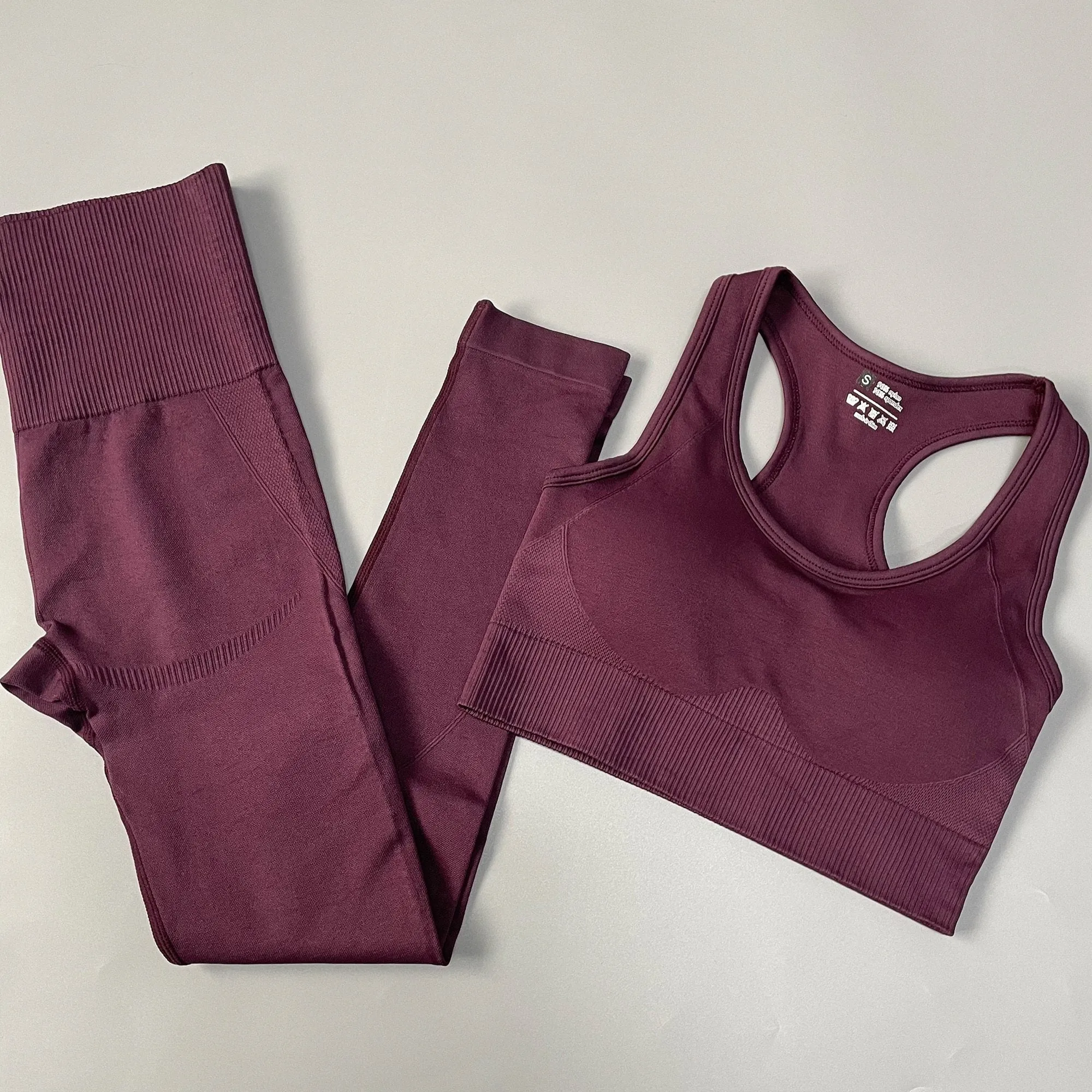 Yoga Set Seamless Sportswear Workout Sport Leggings Top Bra Gym Set Woman