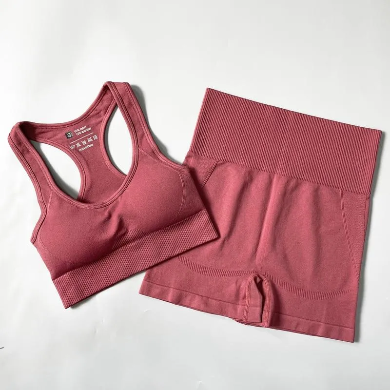 Yoga Set Seamless Sportswear Workout Sport Leggings Top Bra Gym Set Woman